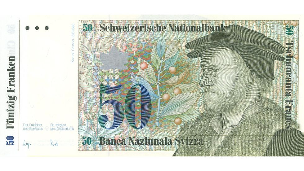 Seventh banknote series, 1984, 50 franc note, front