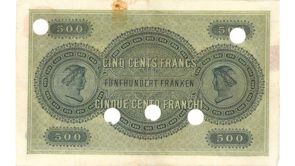 1ère série de billets 1907, Billet de 500 francs, verso
