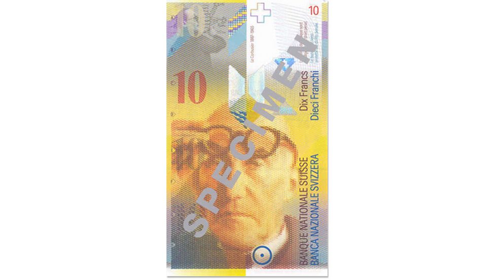 Eighth banknote series, 1995, 10 franc note, front