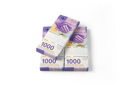 Bundles of 1000-franc notes (front)