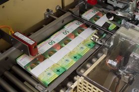 Bundling of freshly printed 50-franc notes