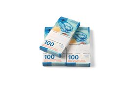 Liasses de billets de 100 francs, recto