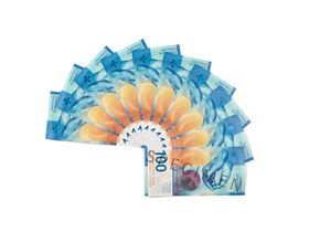 Fan of 100-franc notes (front)